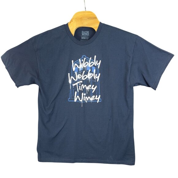 Ripple Junction Doctor Who Wibbly Wobbly Graphic T-Shirt Adults XL Navy Blue - Picture 1 of 8